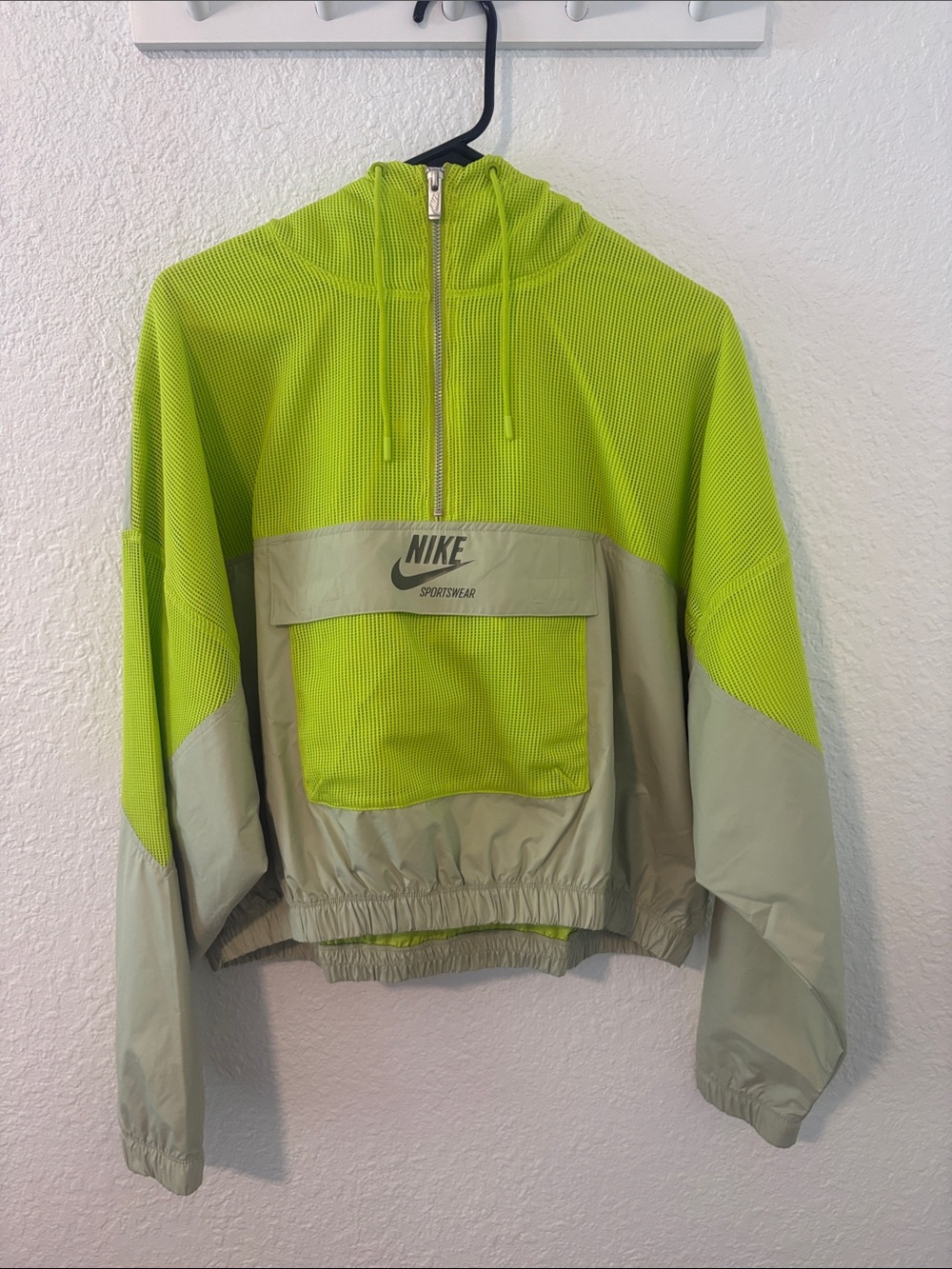 Nike Neon Yellow-Green and Sage Half-Zip Anorak